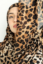 Leopard Print Plain Hijab