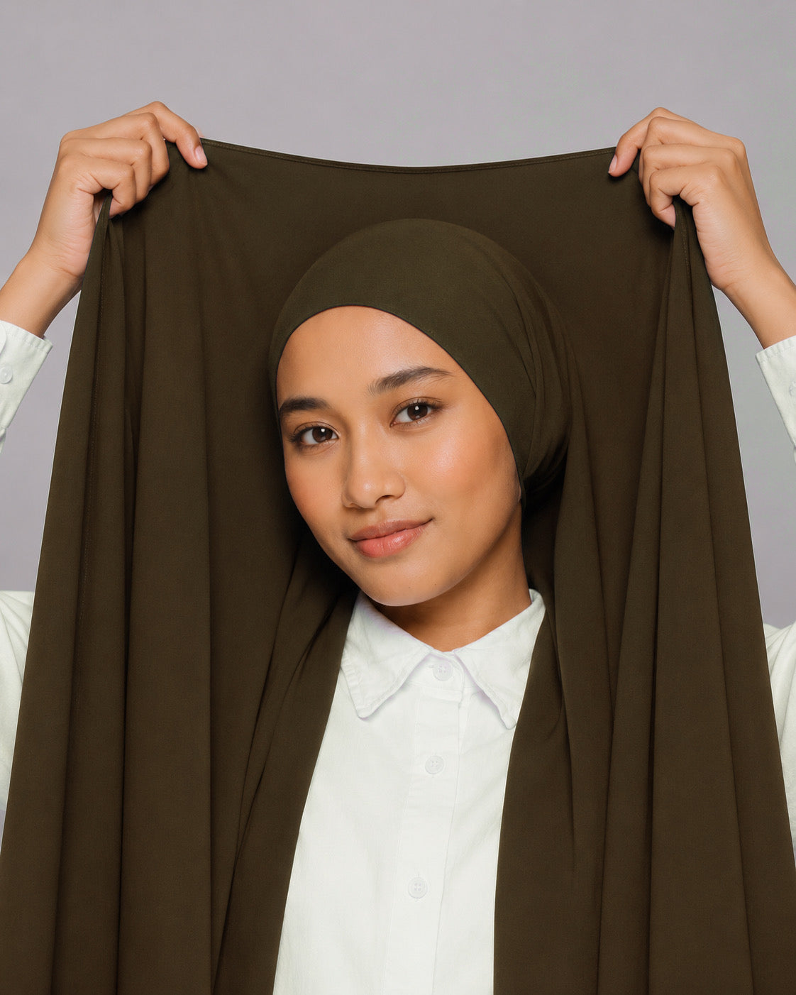 Instant Hijab With Built in Magnets-Dark Brown