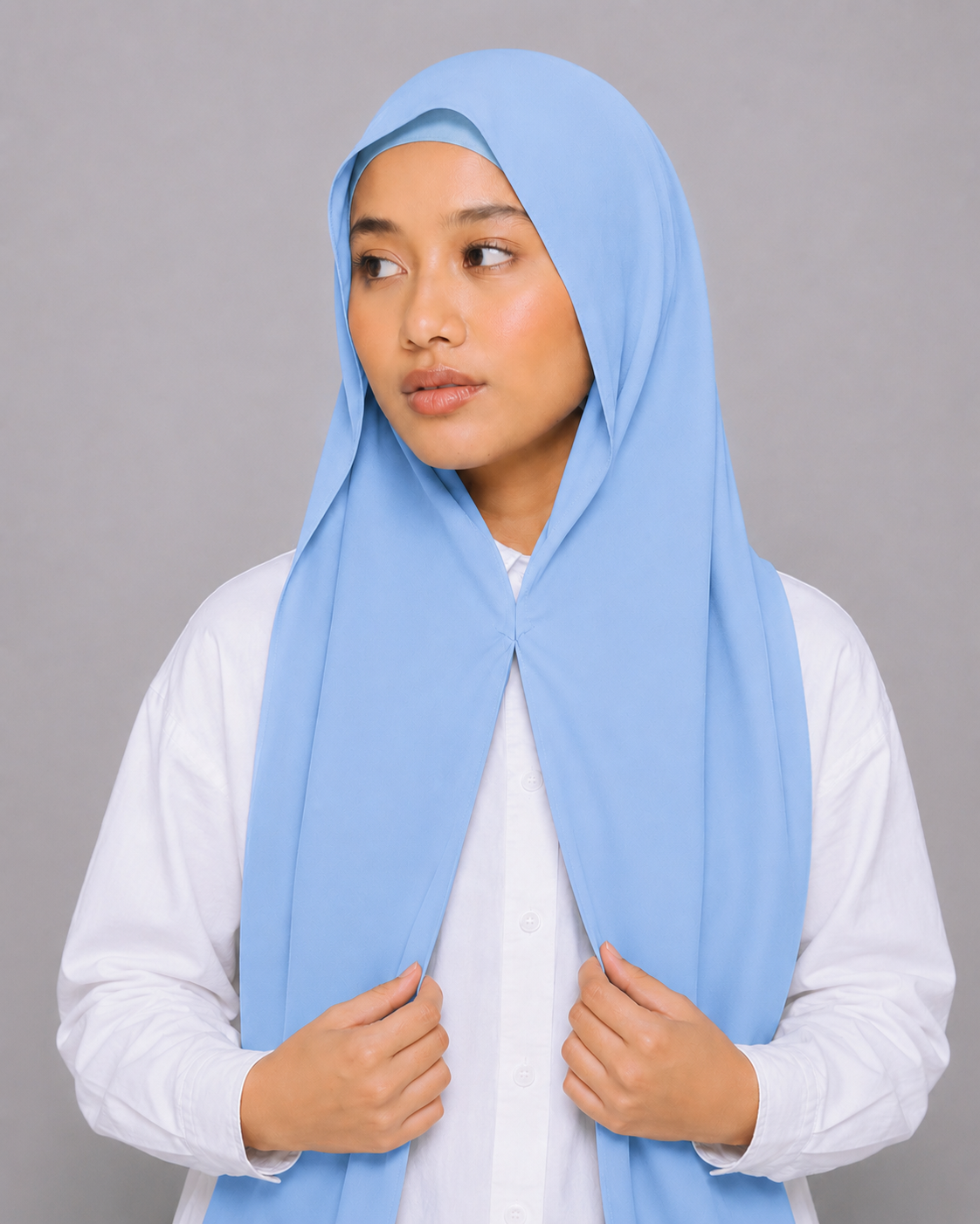 Instant Hijab With Built in Magnets-Sky Blue