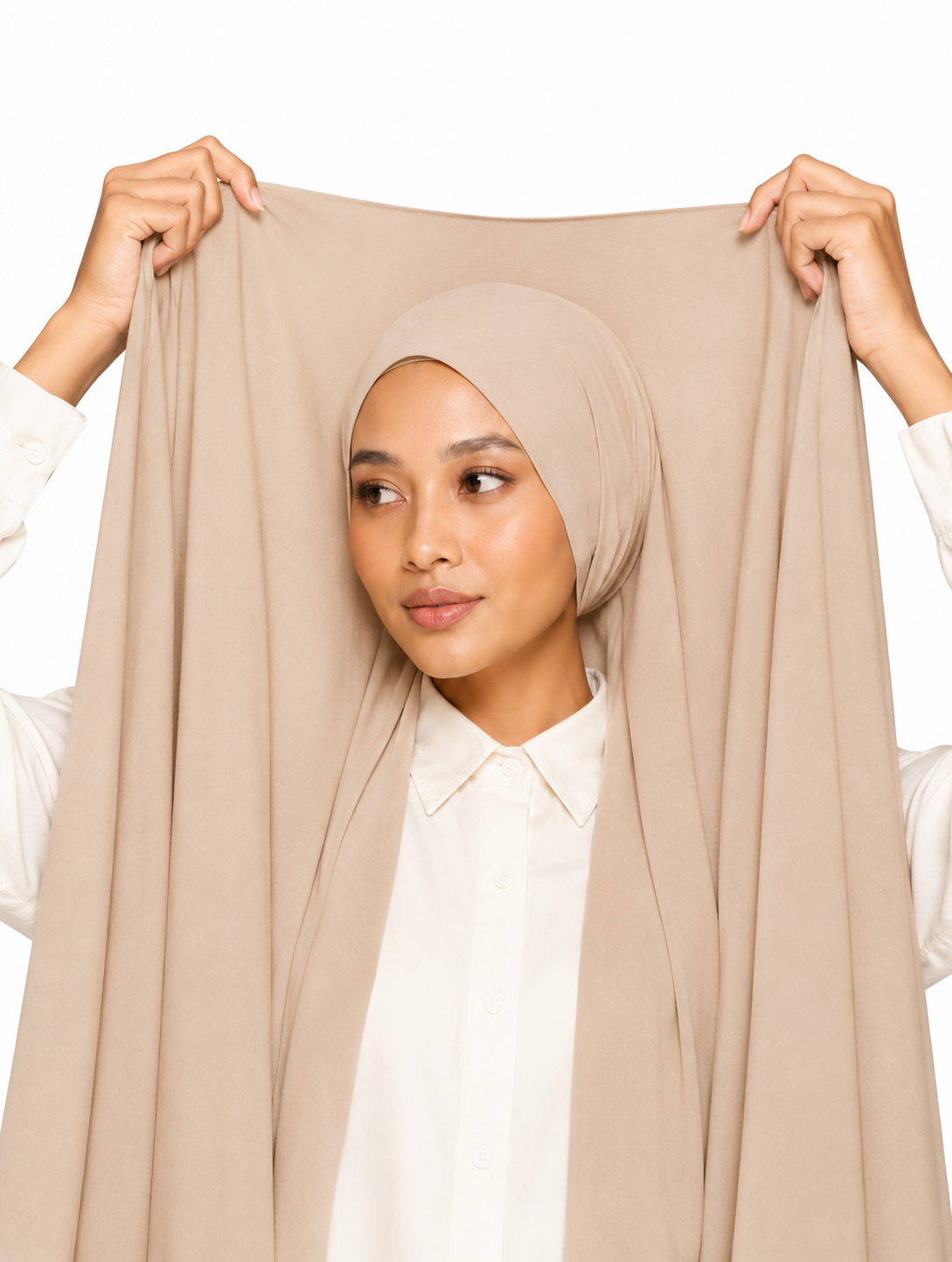 Instant Hijab With Built in Magnets-Beige