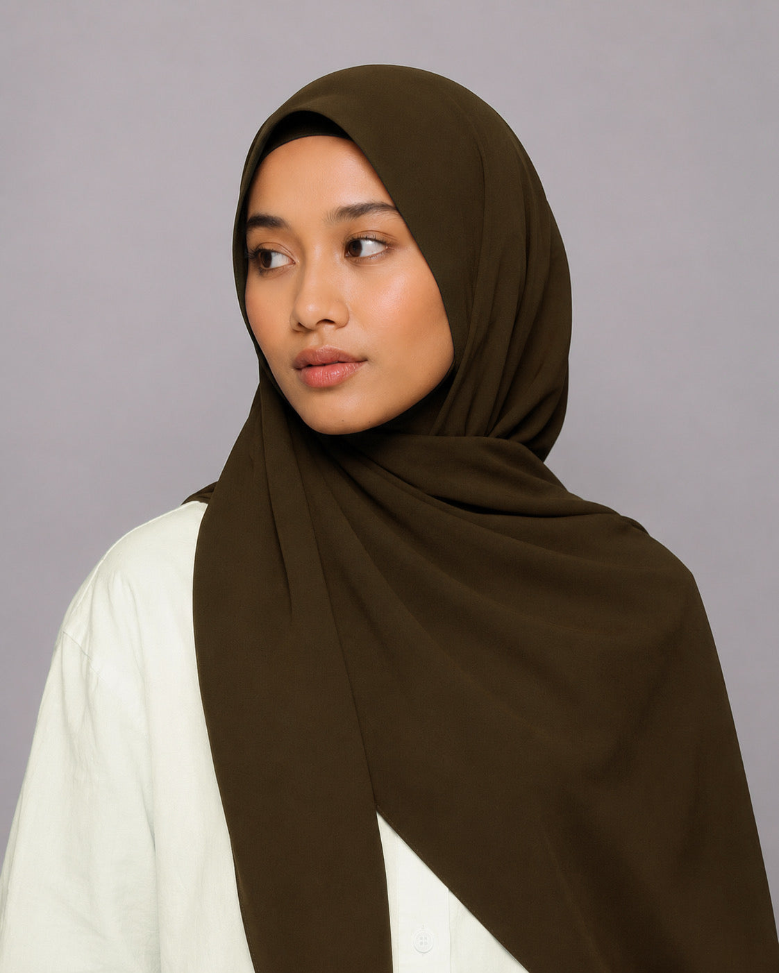 Instant Hijab With Built in Magnets-Dark Brown