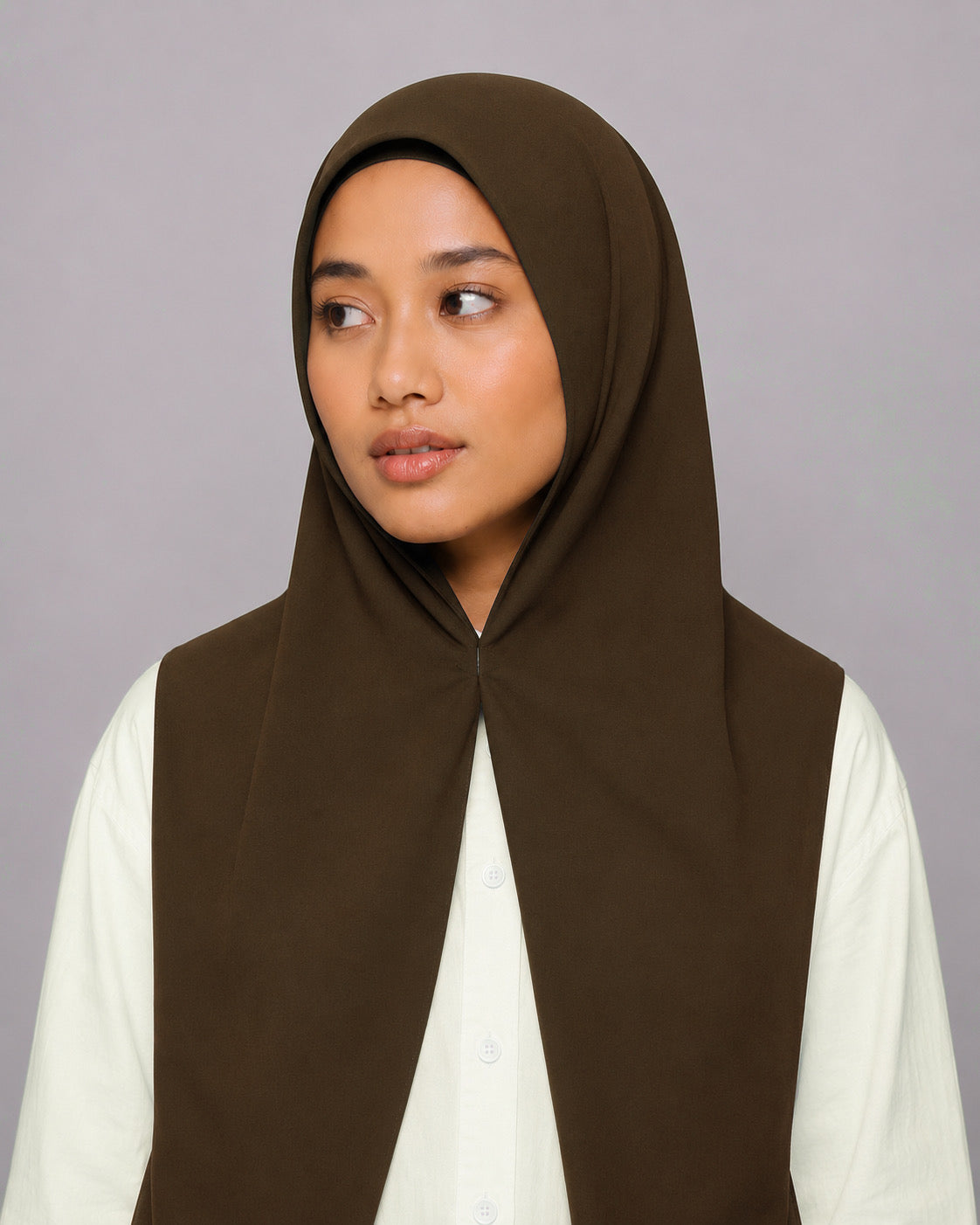 Instant Hijab With Built in Magnets-Dark Brown
