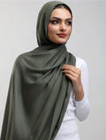 Olive Green Plain Model Hijab