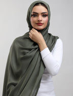Olive Green Plain Model Hijab