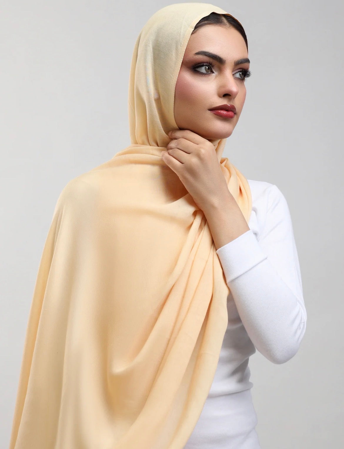 Butter Yellow Plain Model Hijab