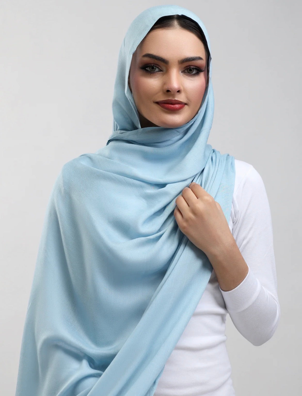 Sky-Blue Plain Model Hijab