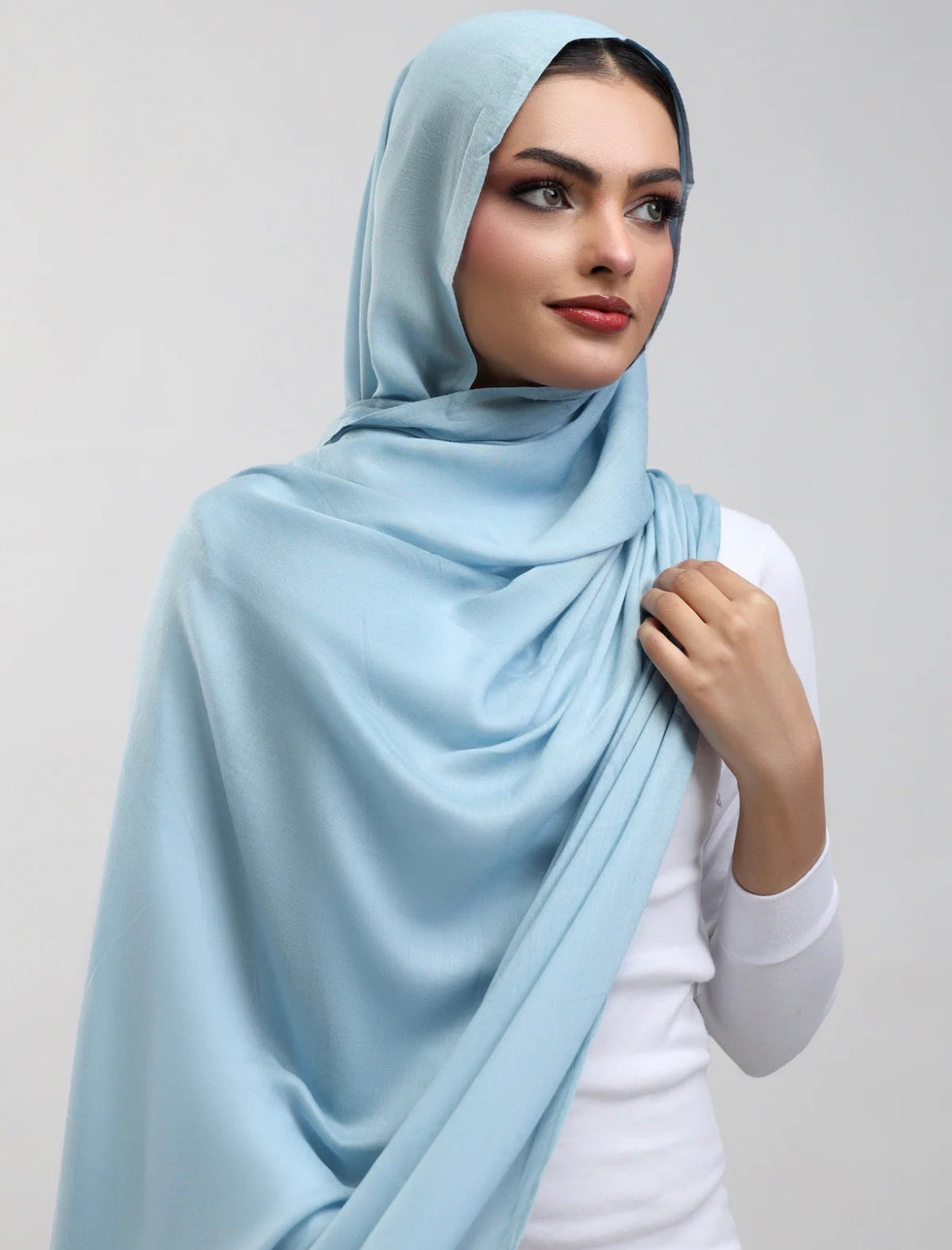 Sky-Blue Plain Model Hijab