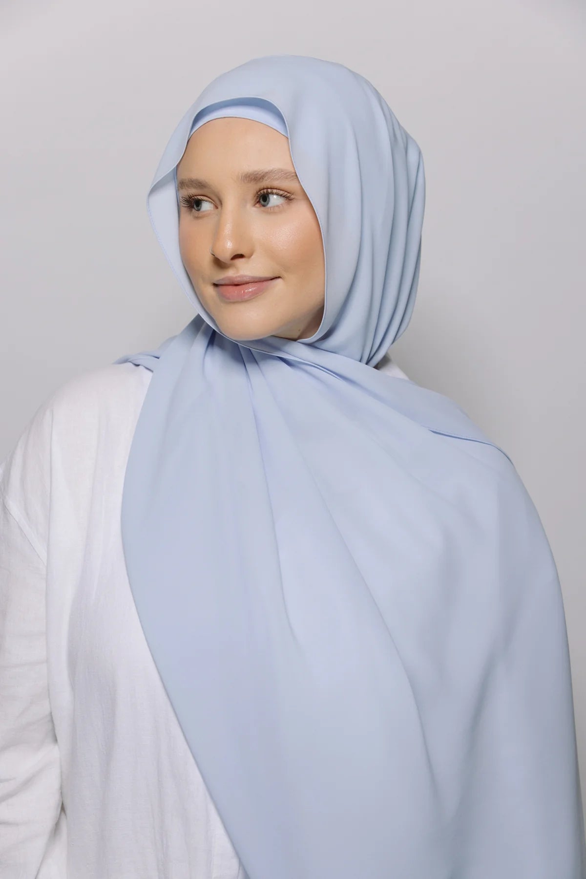 Instant Hijab With Built-in- Magnets-ice blue