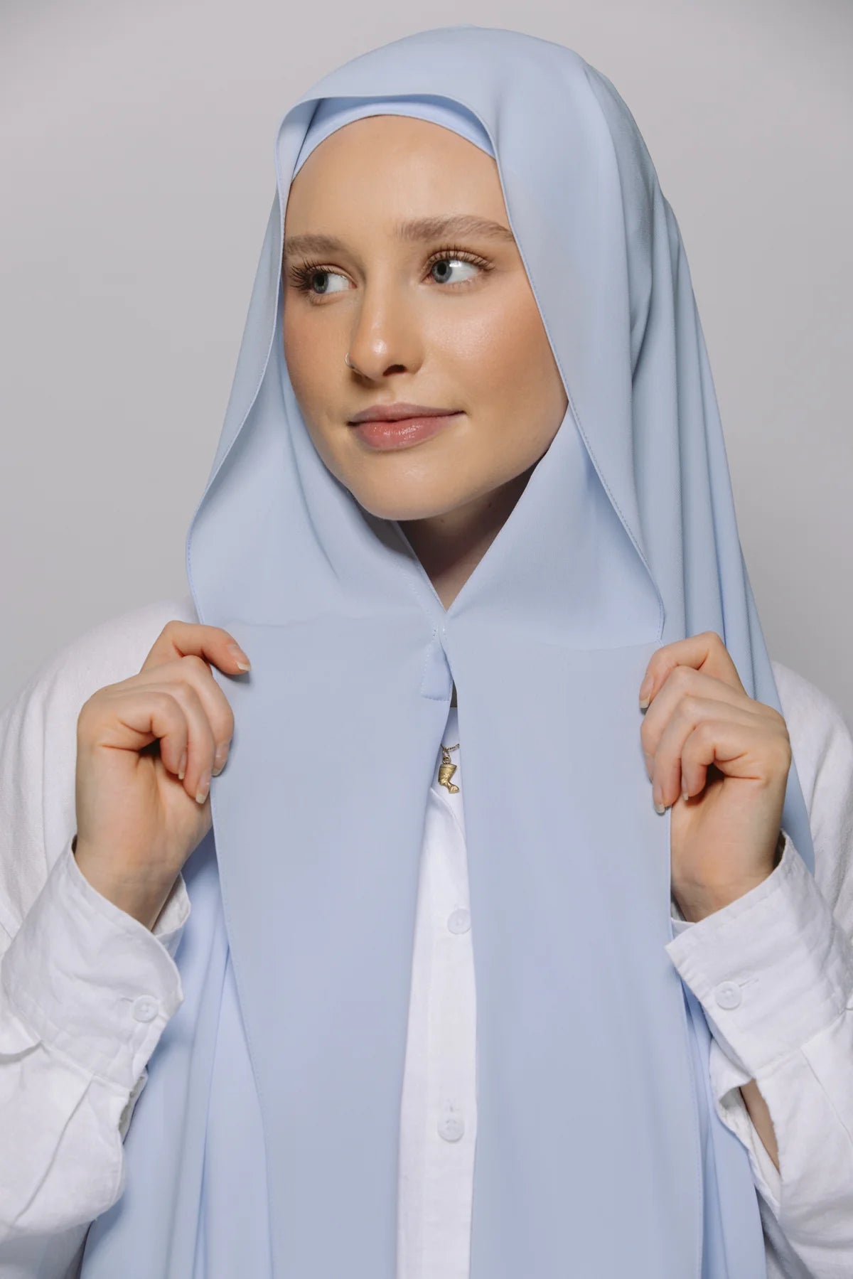 Instant Hijab With Built-in- Magnets-ice blue