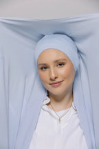 Instant Hijab With Built-in- Magnets-ice blue