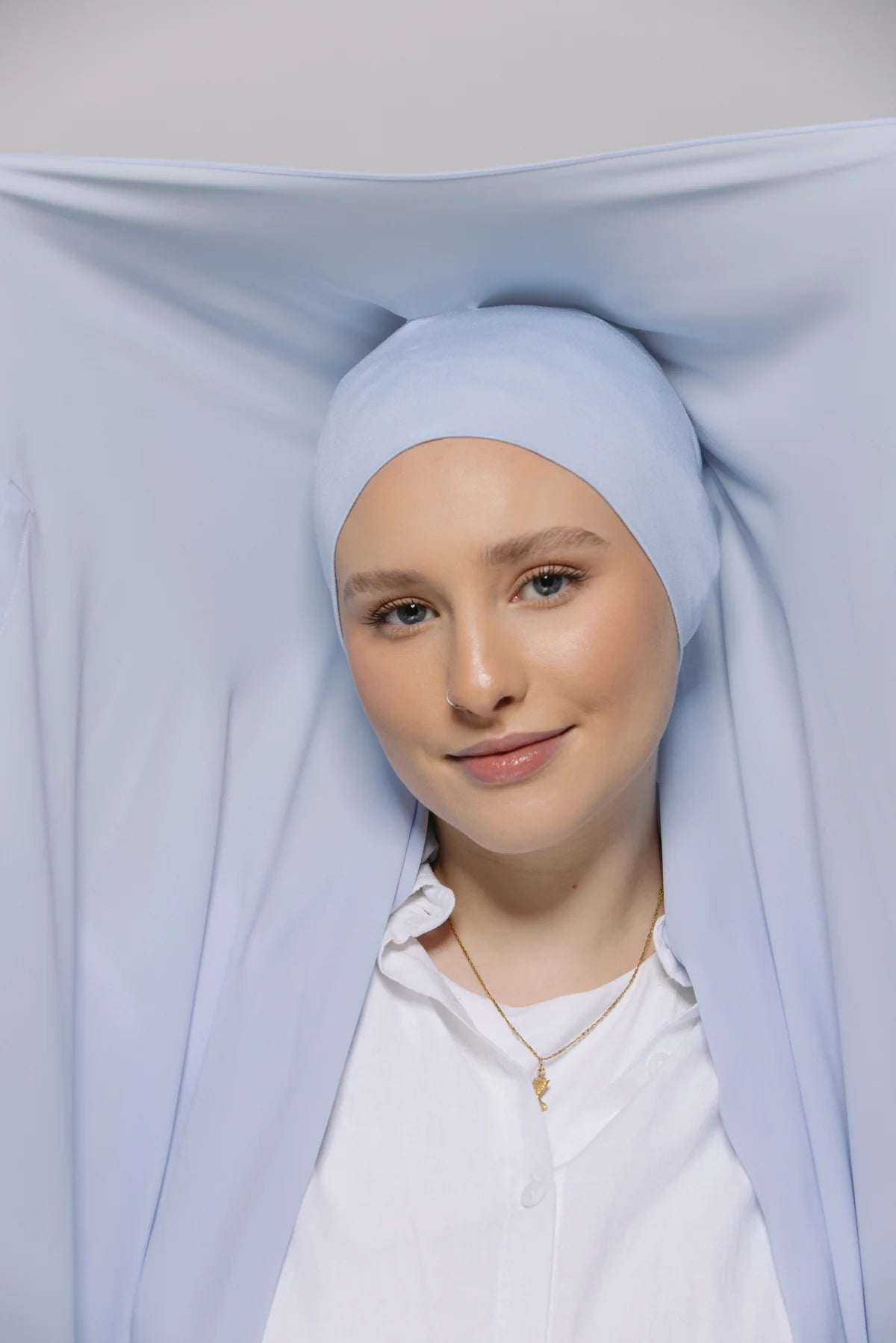 Instant Hijab With Built-in- Magnets-ice blue