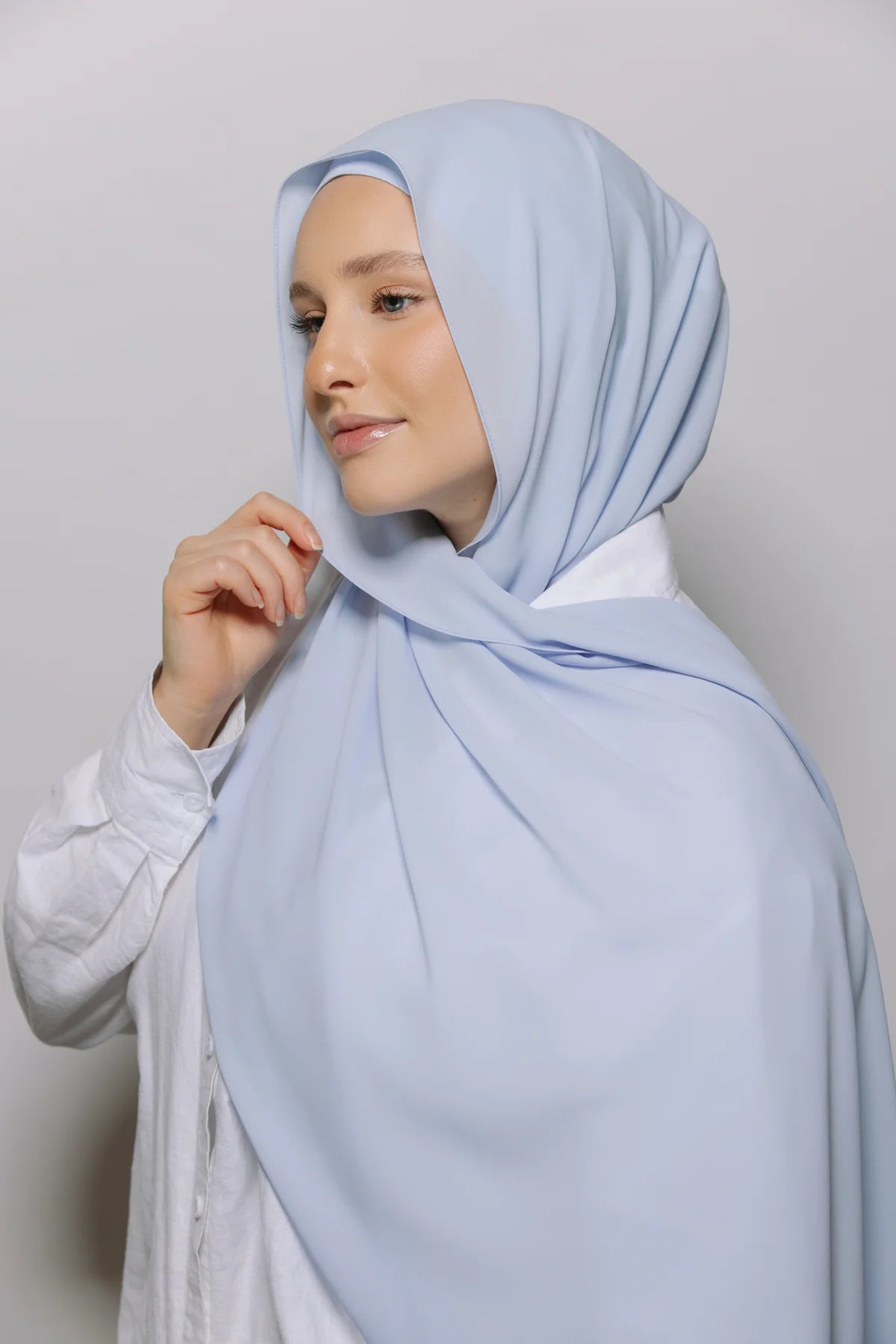 Instant Hijab With Built-in- Magnets-ice blue