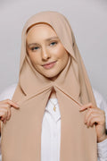 Instant Hijab With Built-in- Magnets-Nude Beige