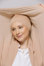 Instant Hijab With Built-in- Magnets-Nude Beige