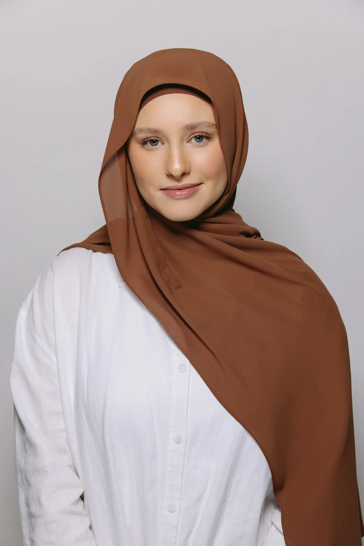 Instant Hijab With Built-in- Magnets-Rust Brown