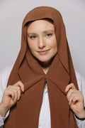 Instant Hijab With Built-in- Magnets-Rust Brown