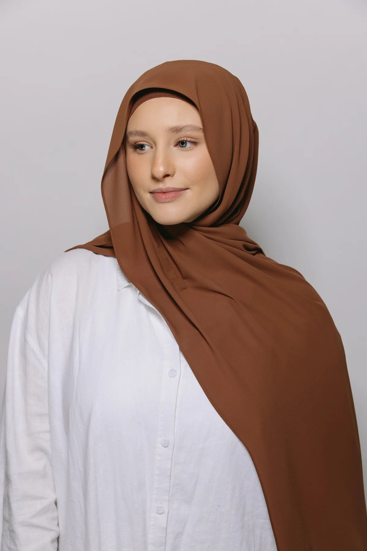 Instant Hijab With Built-in- Magnets-Rust Brown