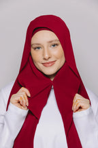 Instant Hijab With Built-in- Magnets-Burgundy (rose)
