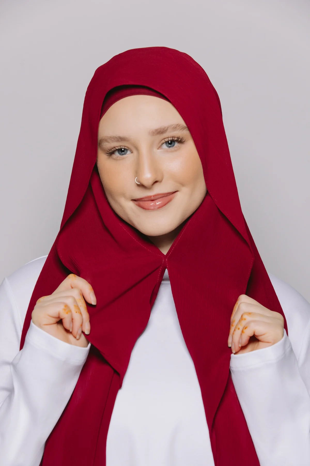 Instant Hijab With Built-in- Magnets-Burgundy (rose)