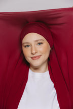 Instant Hijab With Built-in- Magnets-Burgundy (rose)
