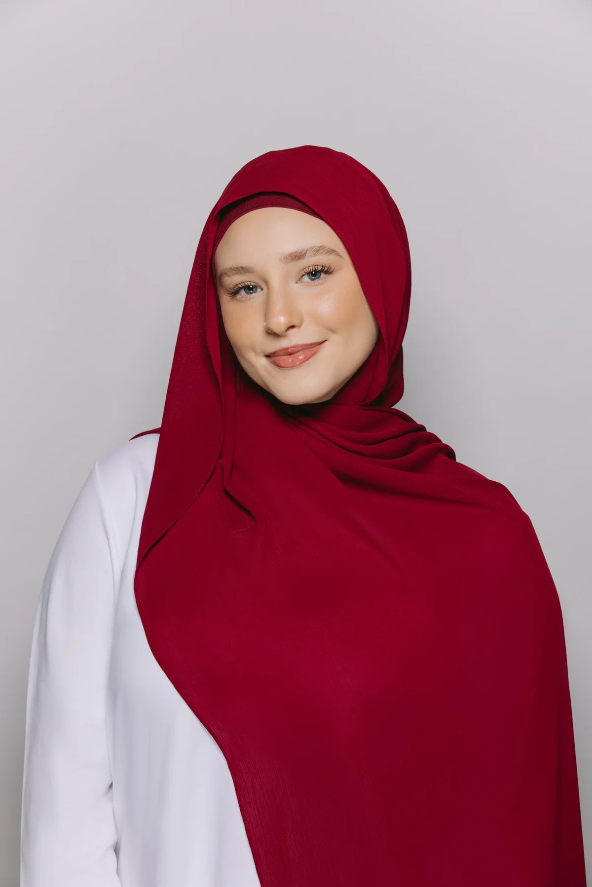 Instant Hijab With Built-in- Magnets-Burgundy (rose)