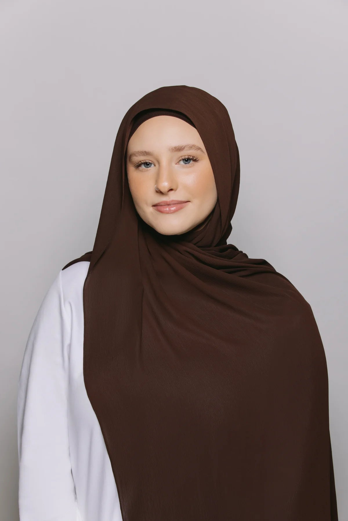 Instant Hijab With Built-in- Magnets-Chocolate Brown