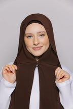Instant Hijab With Built-in- Magnets-Chocolate Brown