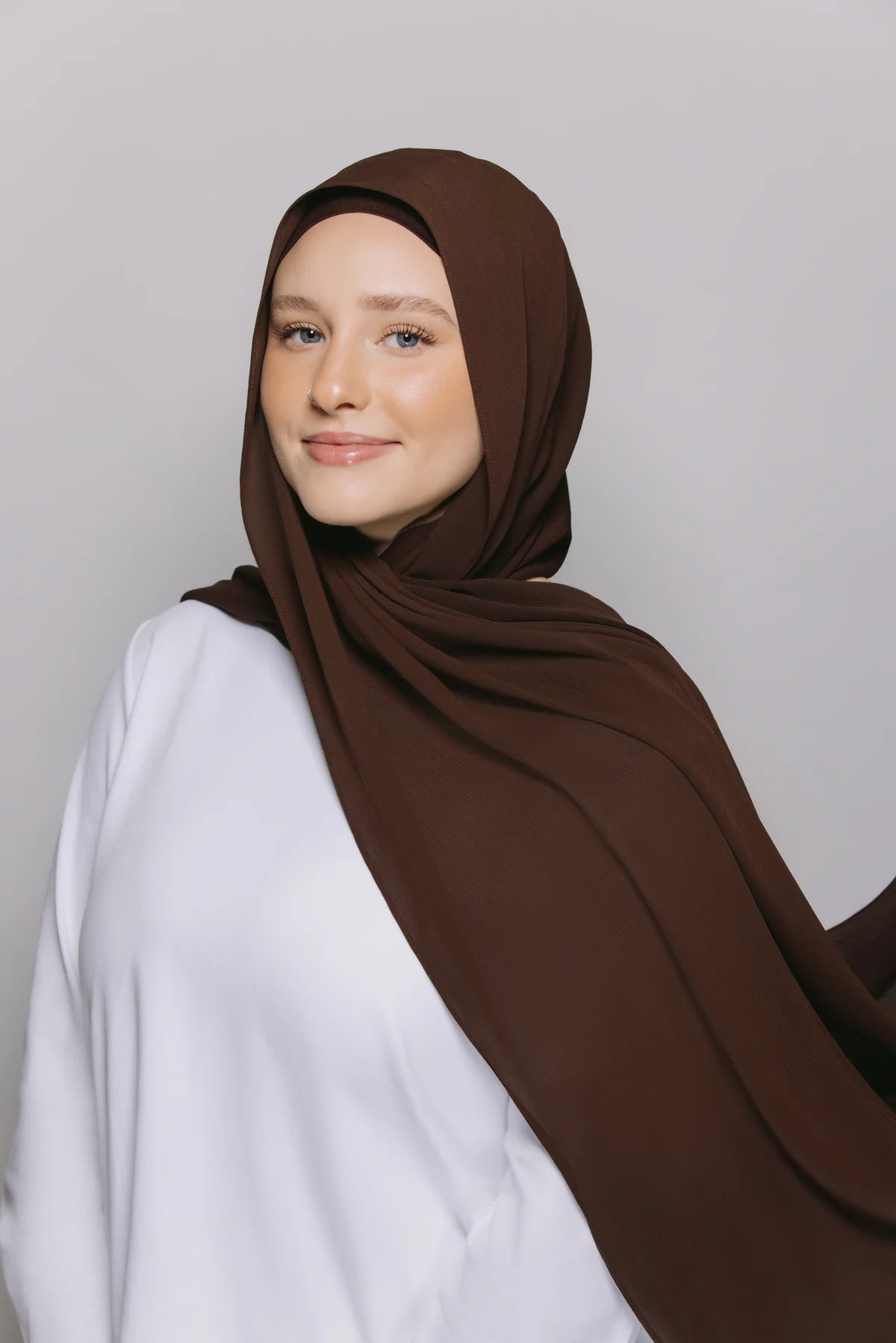 Instant Hijab With Built-in- Magnets-Chocolate Brown
