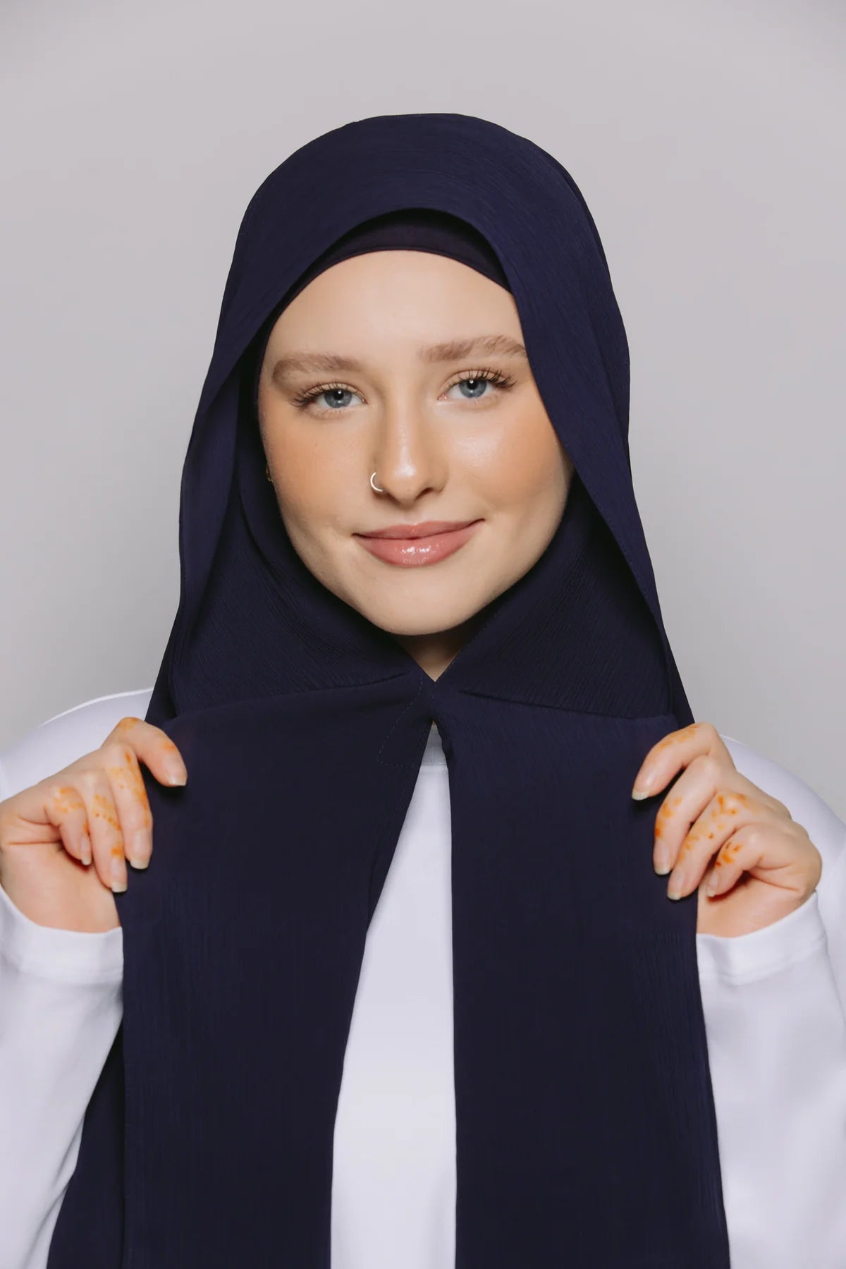 Instant Hijab With Built-in- Magnets-Midnight Ocean