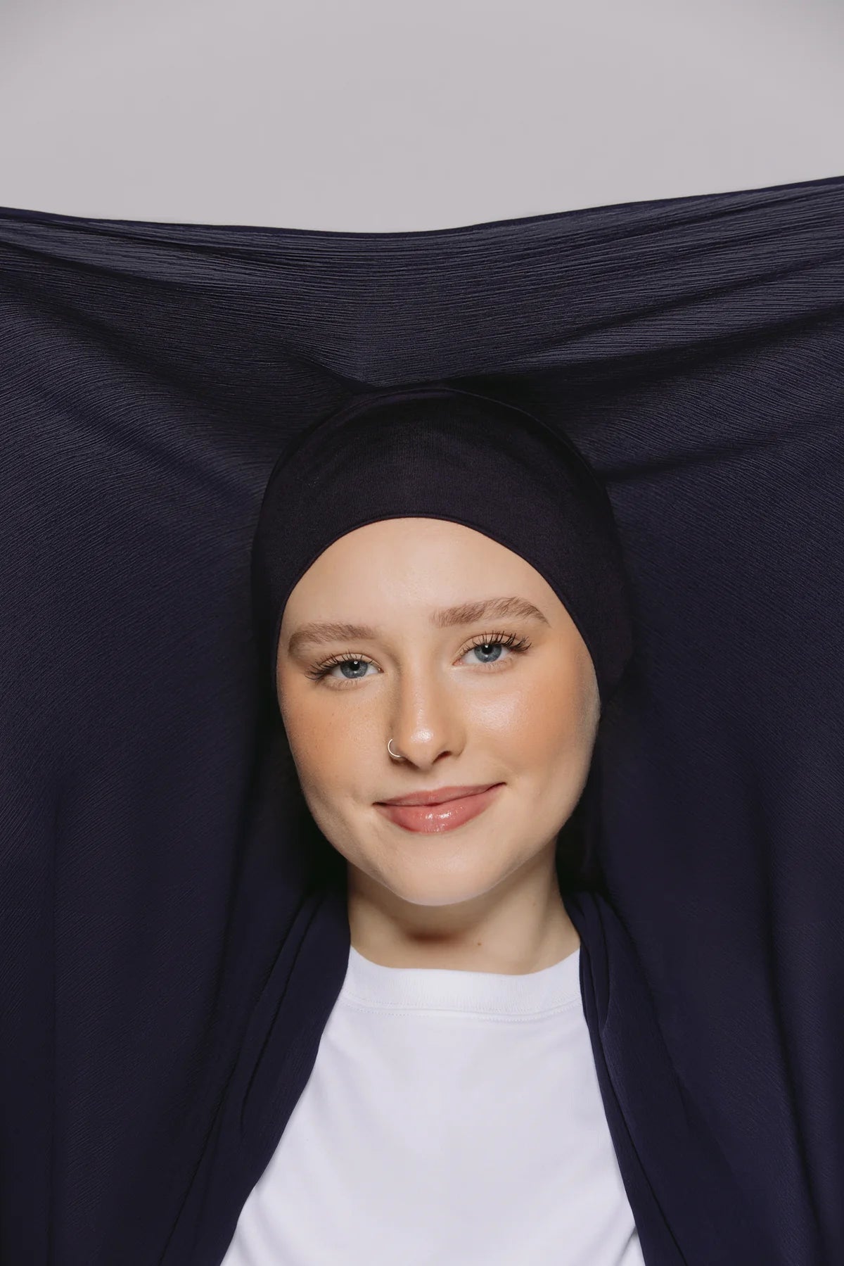 Instant Hijab With Built-in- Magnets-Midnight Ocean