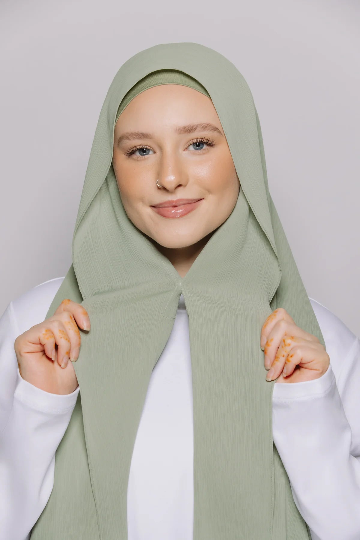 Instant Hijab With Built-in- Magnets-Sage Green