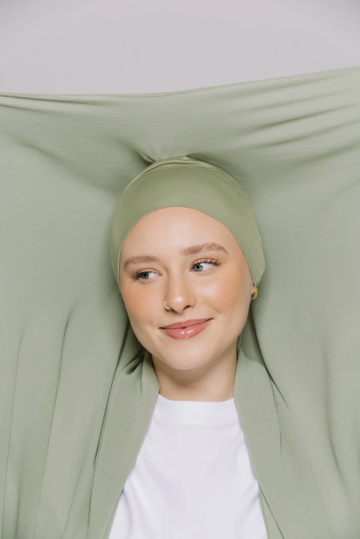 Instant Hijab With Built-in- Magnets-Sage Green