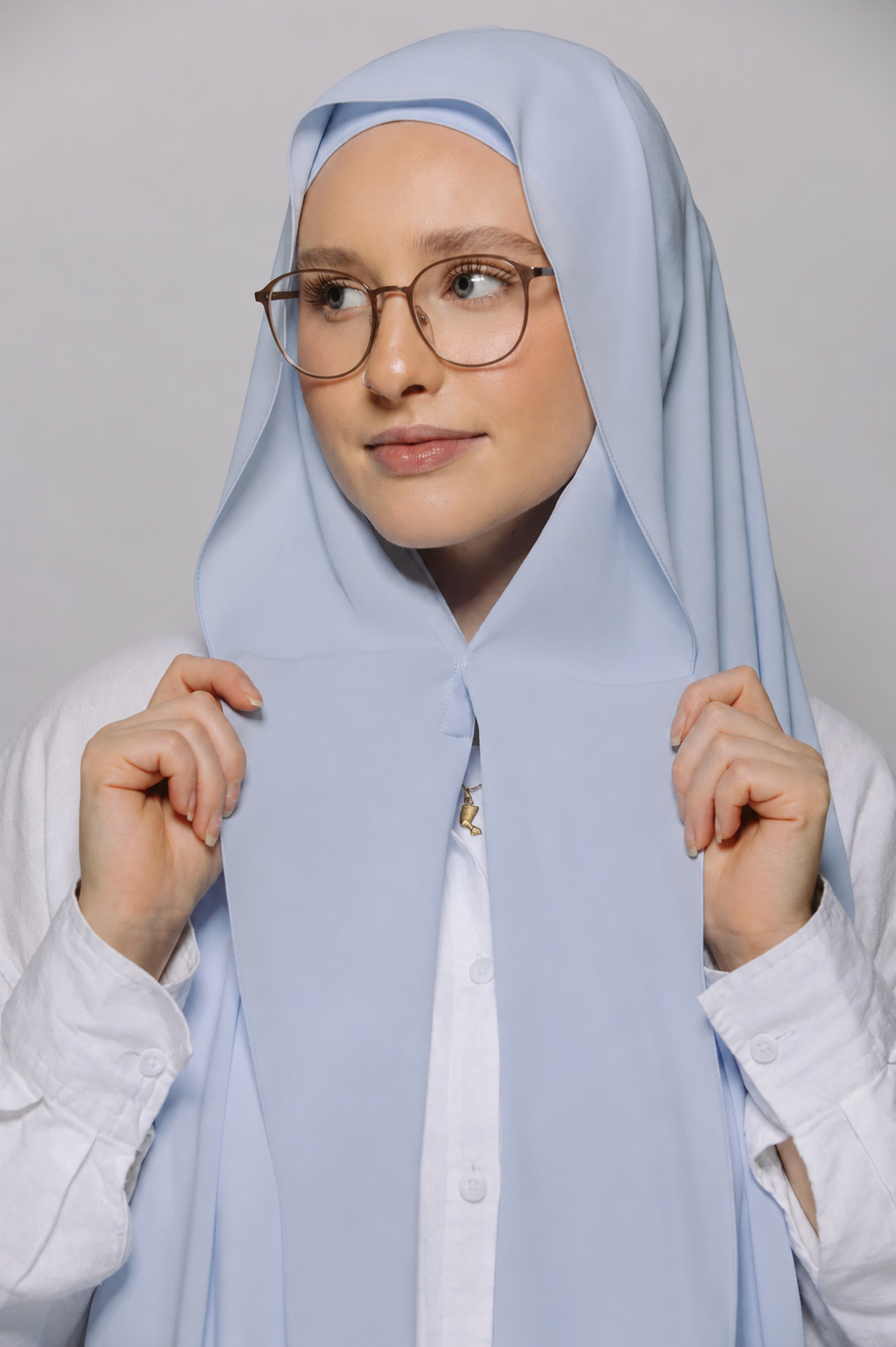 Ice-Blue-Instant Hijab With Built in Magnets